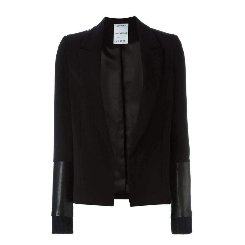 Anthony Vaccarello - Black Pinned Contrast Sleeve Blazer - FR 36